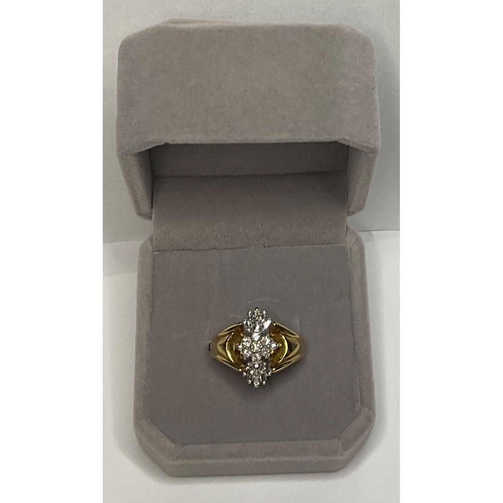 14K YELLOW GOLD DIAMOND CLUSTER RING ESTATE JEWELER VERIFIED SZ 7.5 - Picture 9 of 9